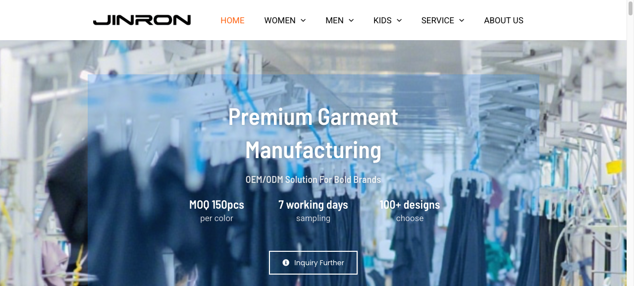 jinronapparel.com 首页截图